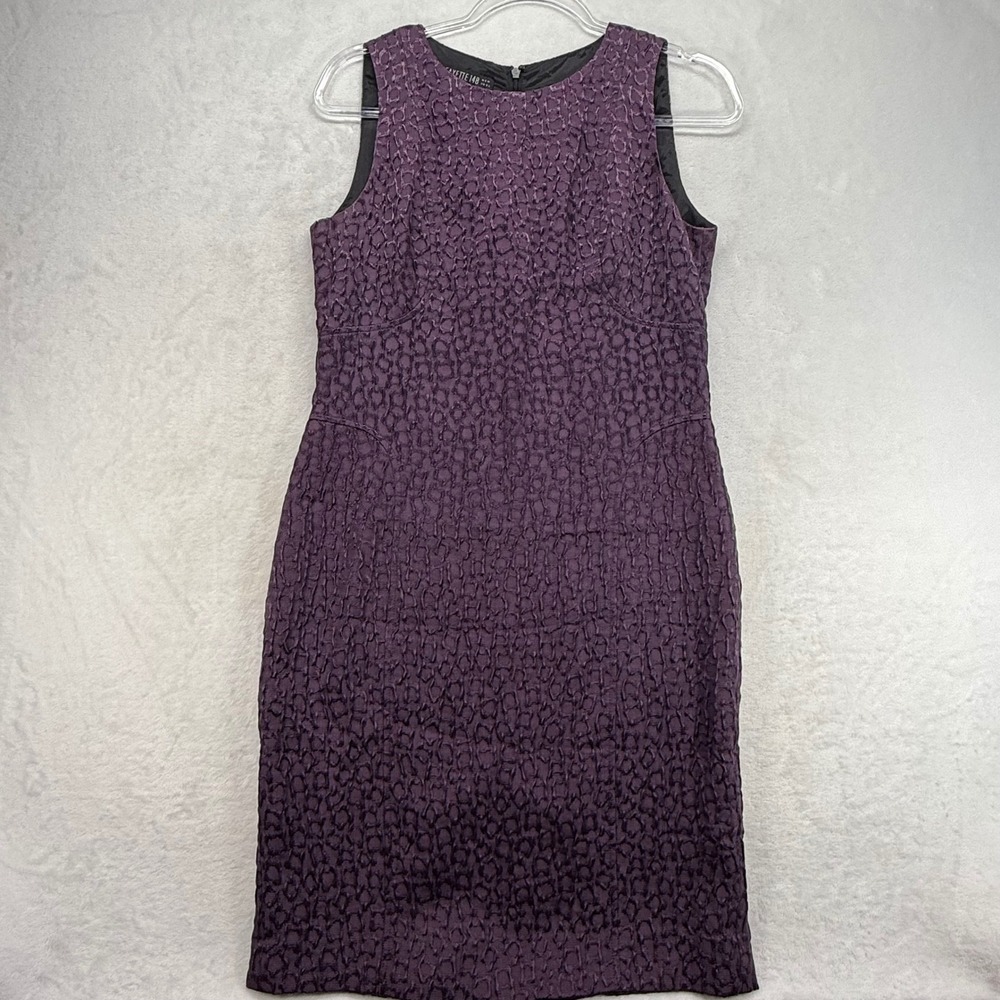 Lafayette 148 Purple Dress Sleeveless Textured Sheath Cocktail Size 4‎